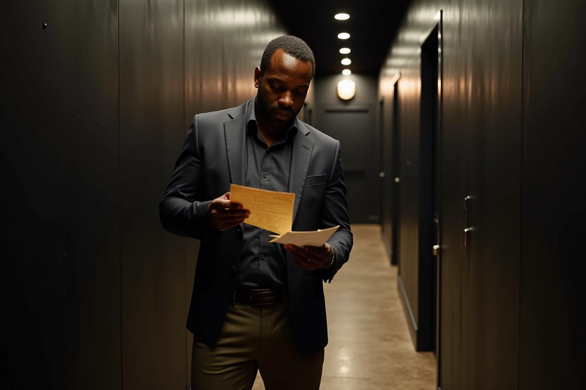 Comedien noir en backstage préparant son spectacle