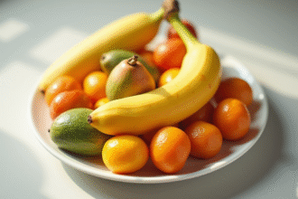 Fruit en forme de V sur assiette blanche lumineuse