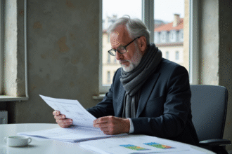 Gestionnaire immobilier français examinant des plans de bâtiment
