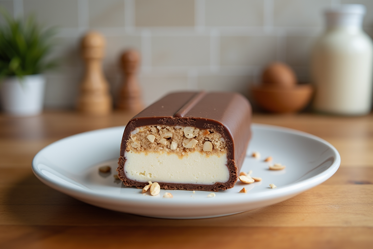 Glaçe aux amandes sur assiette dans une cuisine