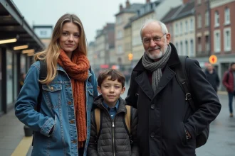 Groupe de Rennais devant la gare moderne de Rennes