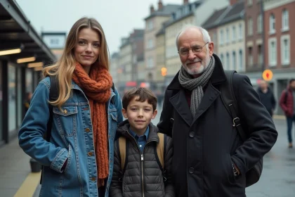 Groupe de Rennais devant la gare moderne de Rennes