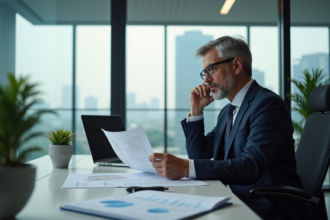 Homme d affaires en réunion financière dans un bureau moderne