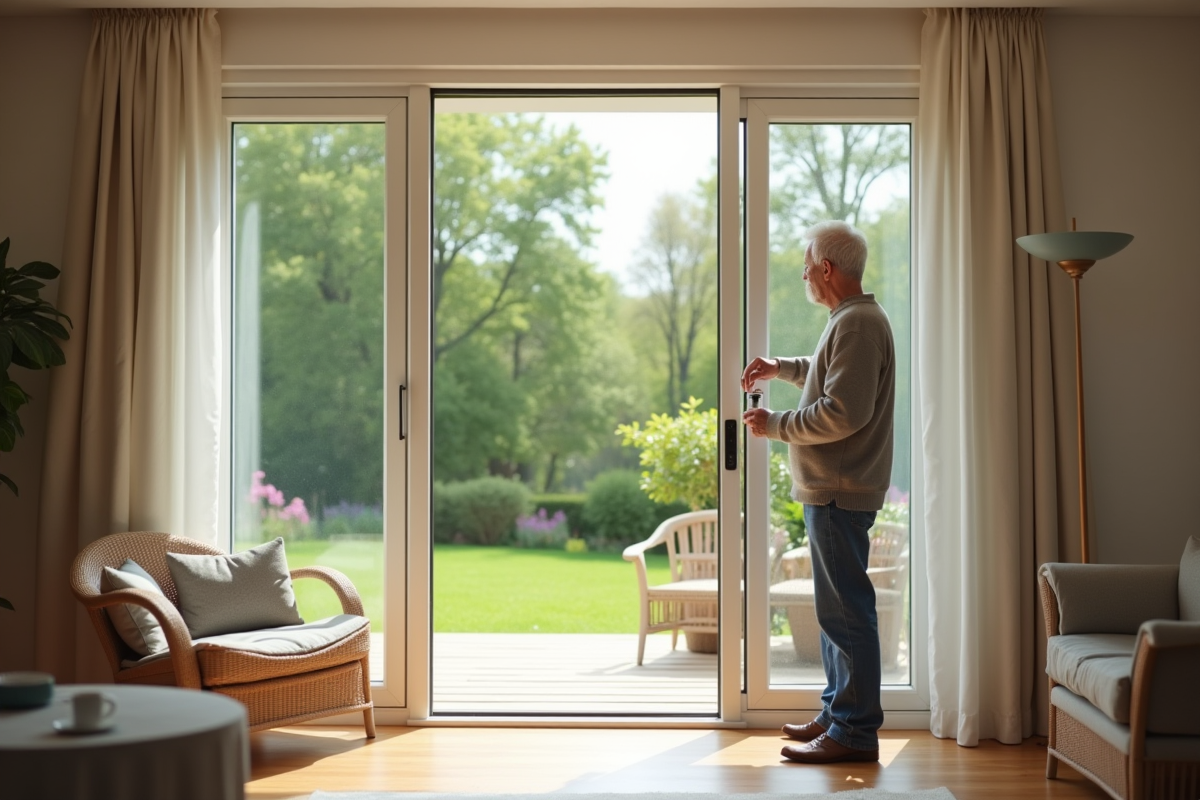 Homme examinant un cadre de fenêtre peint dans une maison lumineuse