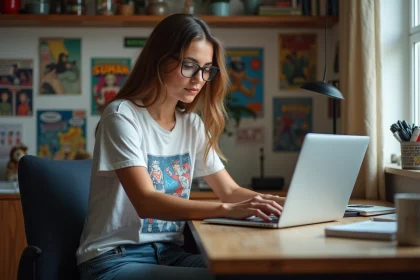 Jeune femme créative dans son bureau à domicile