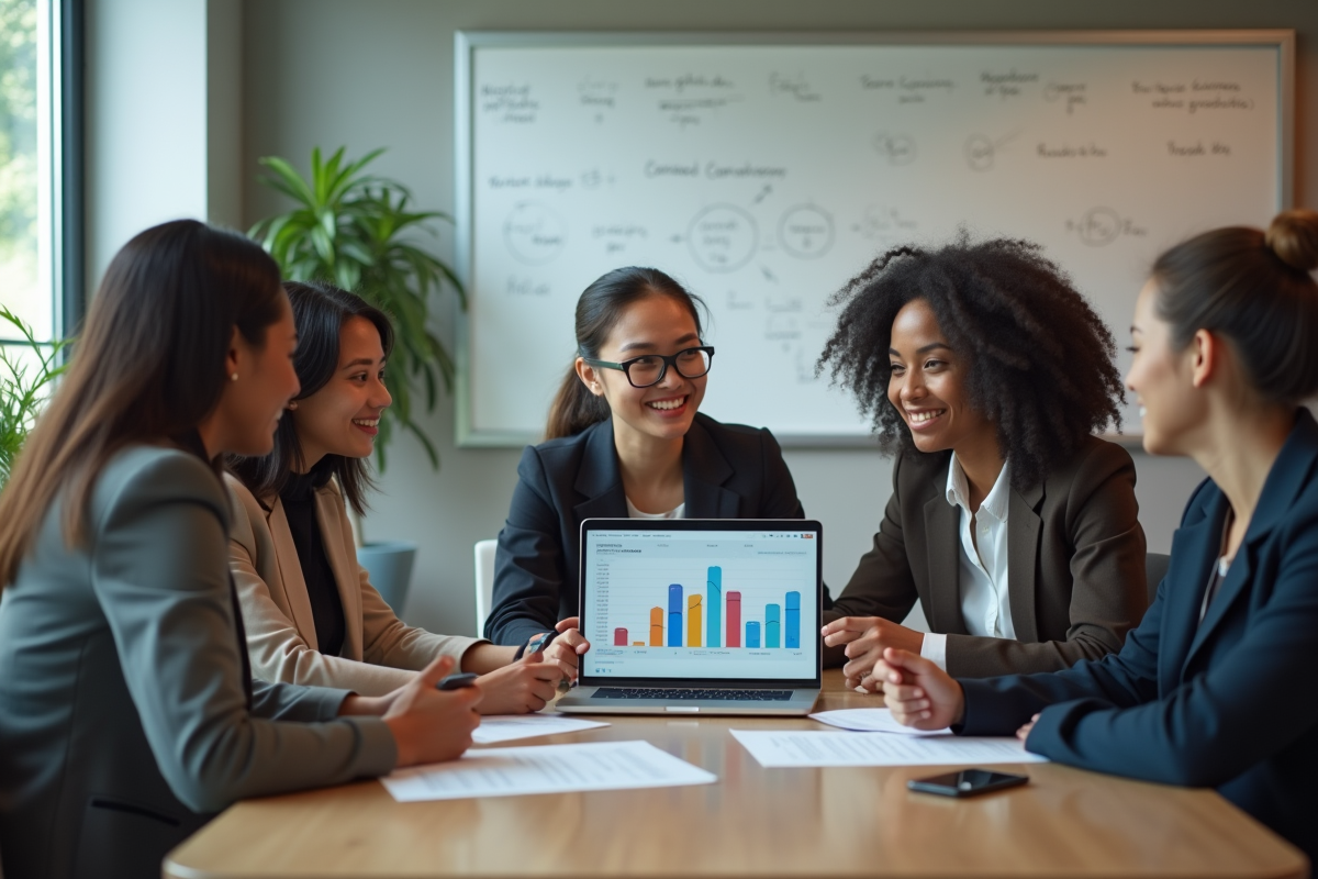 Jeunes economistes discutant autour d une table en entreprise