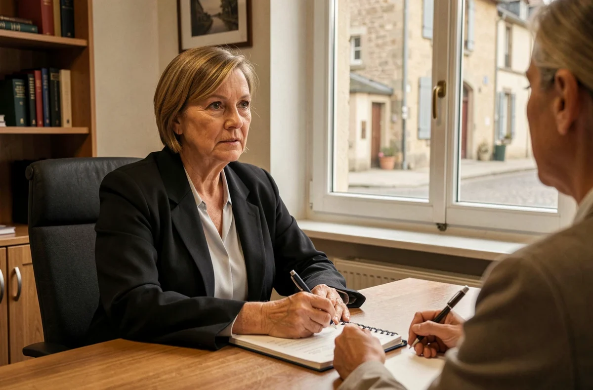 Avocate au barreau de Sarreguemines en consultation avec un client dans son cabinet