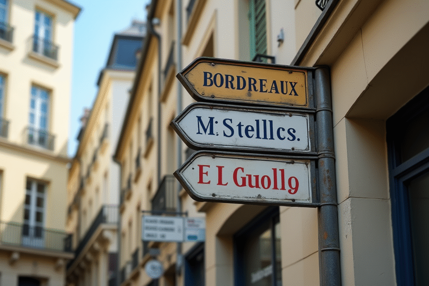 Panneaux de rues de Bordeaux avec codes postaux variés